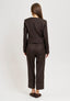 Pantalone gessato con balza - NOCCIOLA