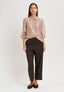 Pantalone gessato con balza - NOCCIOLA