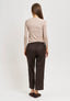 Pantalone gessato con balza - NOCCIOLA