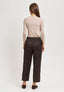 Pantalone gessato con balza - NOCCIOLA