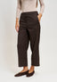 Pantalone gessato con balza - NOCCIOLA