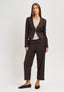 Pantalone gessato con balza - NOCCIOLA