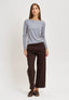 Pantalone in punto milano con tasche retro - MARRONE