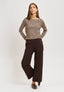 Pantalone in punto milano con tasche retro - MARRONE