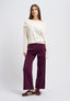 Ponte knit trousers with back pockets - BORDEAUX