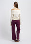 Ponte knit trousers with back pockets - BORDEAUX