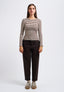 Pantalone carrot a vita alta - MARRONE