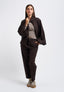 Pantalone carrot a vita alta - MARRONE
