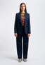 Pantalone dritto in tessuto diagonale - BLU