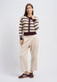 Pantalone punto milano con pince - AVORIO