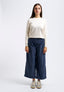 Pantalone in velluto crop con pinces - BLU