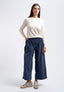 Pantalone in velluto crop con pinces - BLU