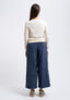 Pantalone in velluto crop con pinces - BLU