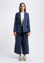 Pantalone in velluto crop con pinces - BLU