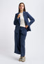 Pantalone in velluto crop con pinces - BLU