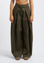 Oversized palazzo trousers with front pleats - MILITARY GREEN