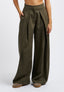 Pantalone palazzo over con pieghe frontali - MILITARE