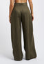 Oversized palazzo trousers with front pleats - MILITARY GREEN