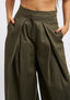 Oversized palazzo trousers with front pleats - MILITARY GREEN