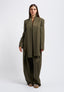 Oversized palazzo trousers with front pleats - MILITARY GREEN