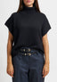 Maglia smanicata con collo alto - NERO