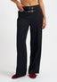 Pantalone ampio tinta unita con doppi passanti - NERO