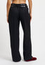 Pantalone ampio tinta unita con doppi passanti - NERO
