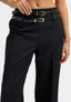 Pantalone ampio tinta unita con doppi passanti - NERO