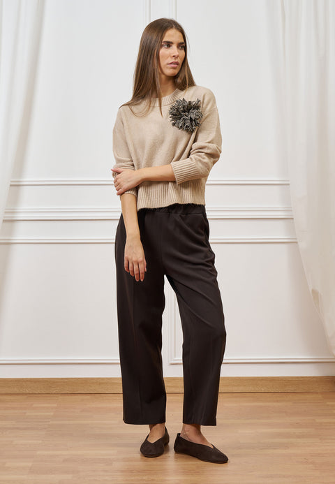 Pantalone cropped con elastico