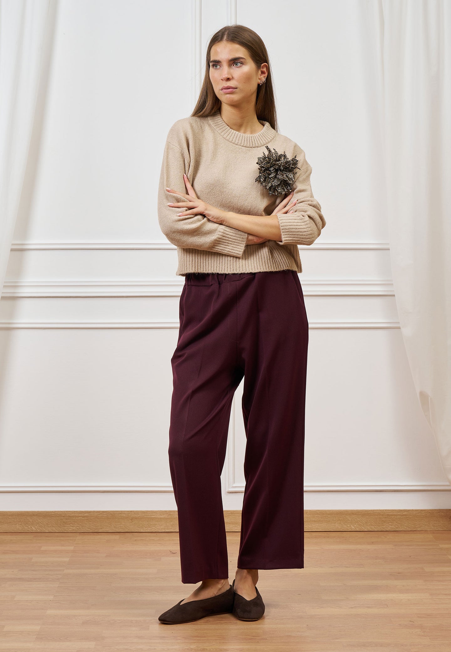 Pantalone cropped con elastico