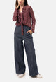 Pantalone palazzo effetto denim