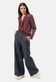 Pantalone palazzo effetto denim