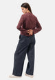 Pantalone palazzo effetto denim