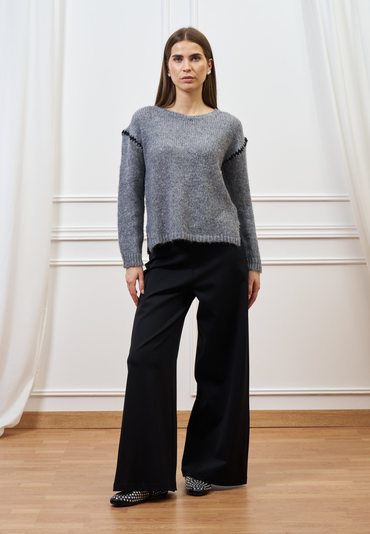 Pantalone palazzo in jersey