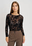 T-shirt in tulle flock  - NERO