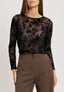 T-shirt in tulle flock  - NERO