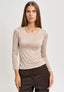 T-shirt girocollo in modal - BEIGE