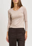 T-shirt girocollo in modal - BEIGE