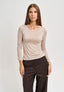 T-shirt girocollo in modal - BEIGE