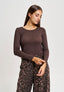 T-shirt girocollo in modal - MARRONE