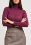 T-shirt dolcevita con cachemire - BORDEAUX