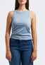 Ribbed lurex tank top - LIGHT BLUE