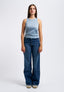 Ribbed lurex tank top - LIGHT BLUE