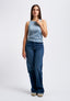 Ribbed lurex tank top - LIGHT BLUE
