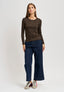 T-shirt girocollo lurex - MARRONE