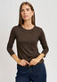 T-shirt girocollo lurex - MARRONE