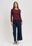 T-shirt girocollo lurex - BORDEAUX