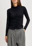 T-shirt dolcevita arricciata - NERO