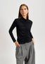 T-shirt dolcevita arricciata - NERO