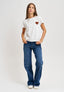 T-shirt con cuore ricamato - AVORIO